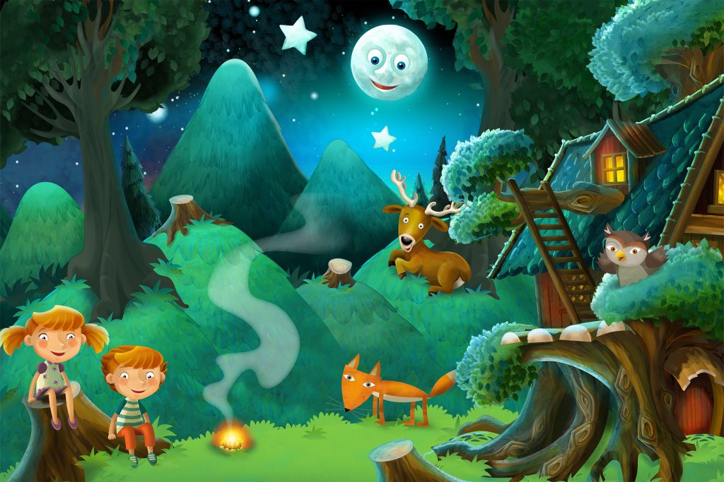 Speelse kinderanimatie met dieren, ontwerp voor een LED-fotoplafond